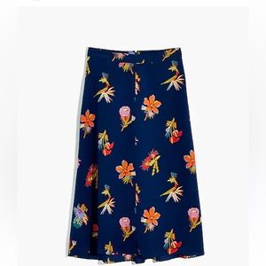 Madewell lined silk atrium midi skirt in bird of paradise